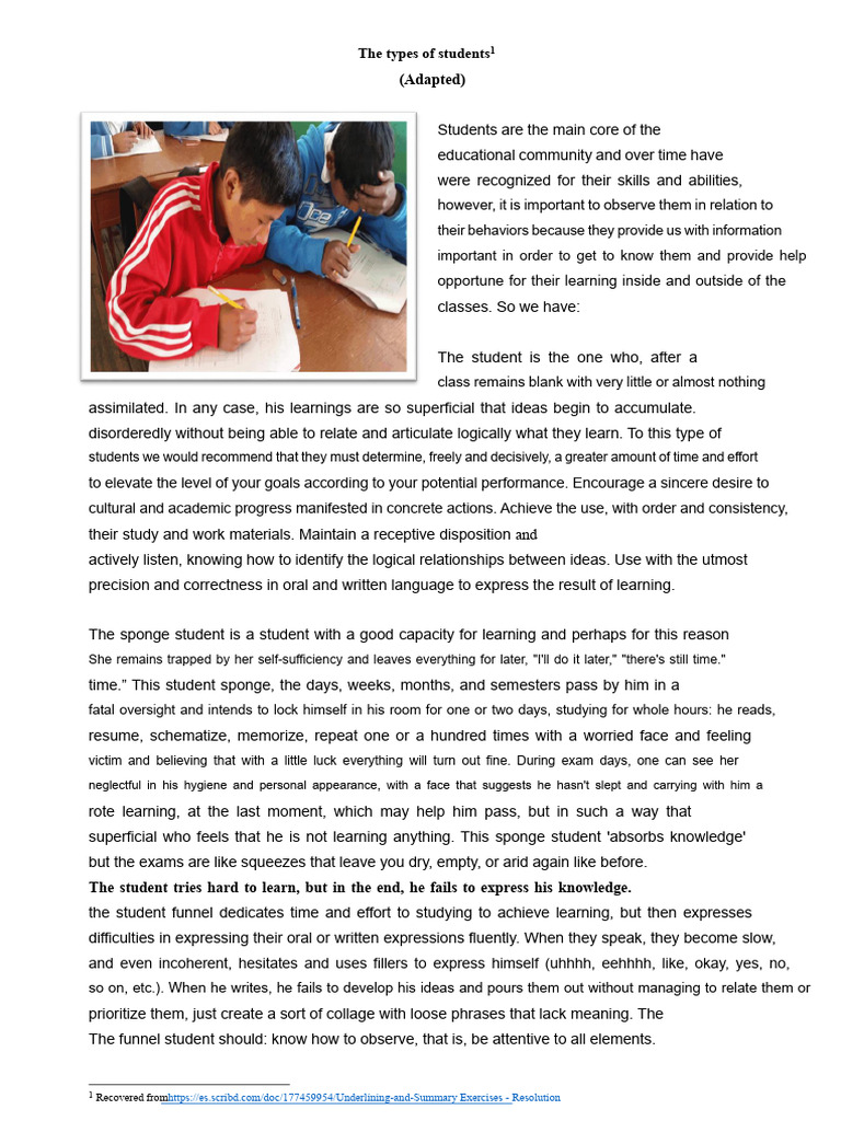 The Types of Students | PDF | Yogurt | Knowledge