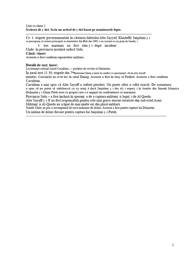 Foaie de Faptele Scrierii de Știri | PDF