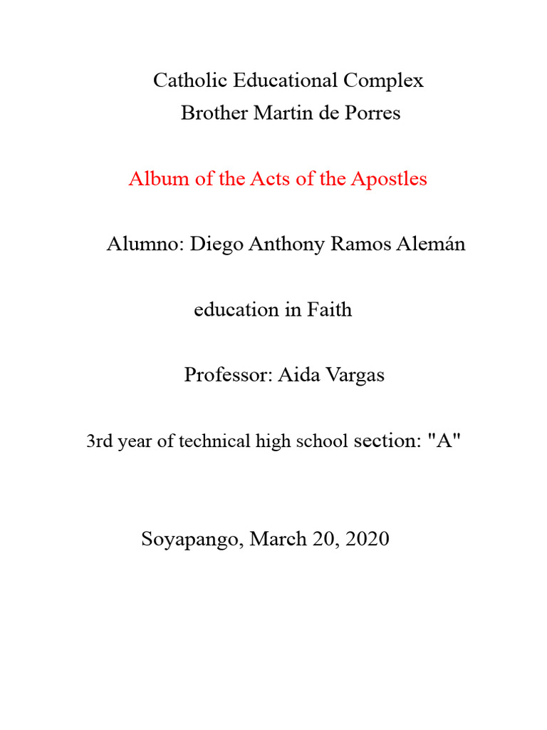 Album of the Acts of the Apostles .docx | PDF | Paul The Apostle | Jesus