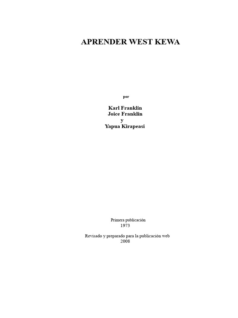 Lecciones de Kewa: Aprendizaje Práctico | PDF | Idioma en Inglés ...