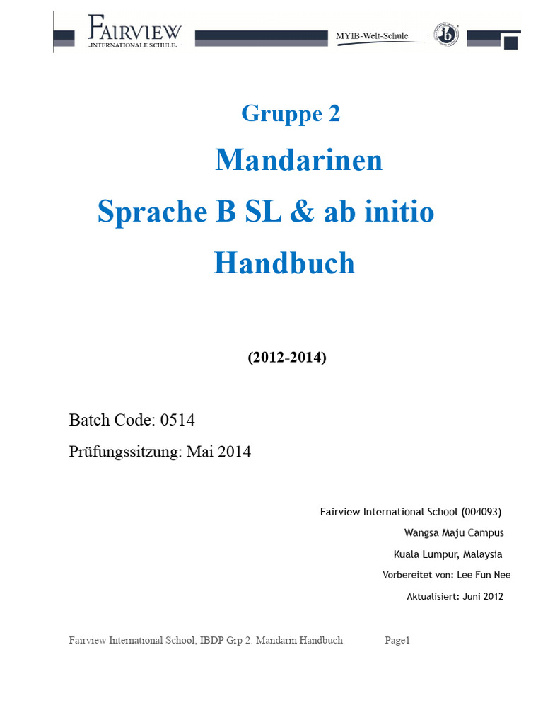 Mandarin Ab Initio Lehrplan | PDF