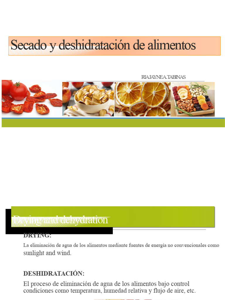 Secado y deshidratación de alimentos | PDF | Agua | Alimentos
