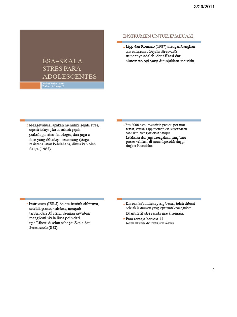 ESA - Skala STRES UNTUK REMAJA PDF | PDF