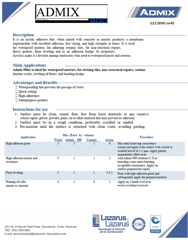 Acrylic Adhesive for Waterproofing Solutions | PDF | Concrete | Adhesive