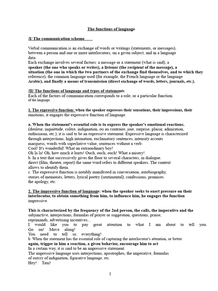 Functions of Language Explained | PDF | Linguistics | Human Communication