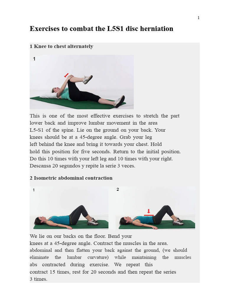 Exercises to combat L5S1 disc herniation | PDF | Abdomen | Knee