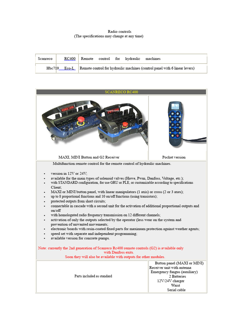 Remote Controls for Hydraulic Machines | PDF | Remote Control ...