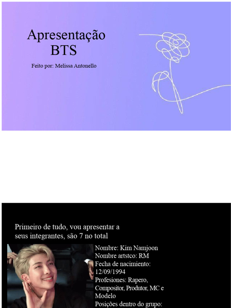 Apresentação dos Integrantes do BTS | PDF