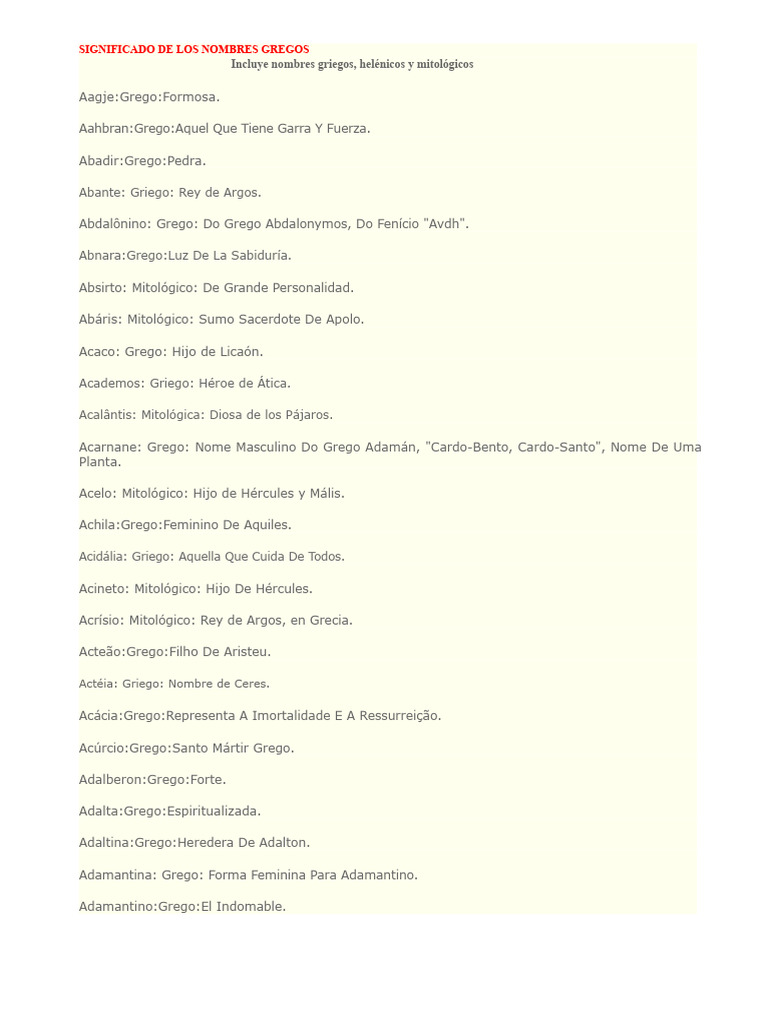 Nombres Griegos, Helenos y Mitológicos | PDF | Mitología griega | Apolo