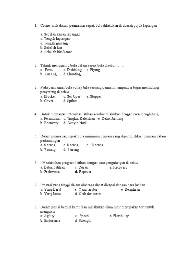 Soal Hots Penjas Kelas 11 Contoh Soal Hots Bola Voli Sma 4 X 12 Menit D Data File Guru