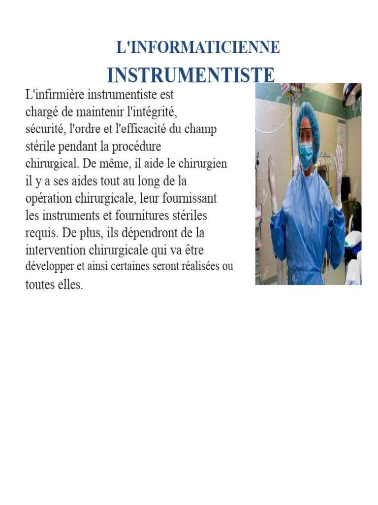 Rôle et responsabilités de l'infirmière instrumentiste | PDF ...