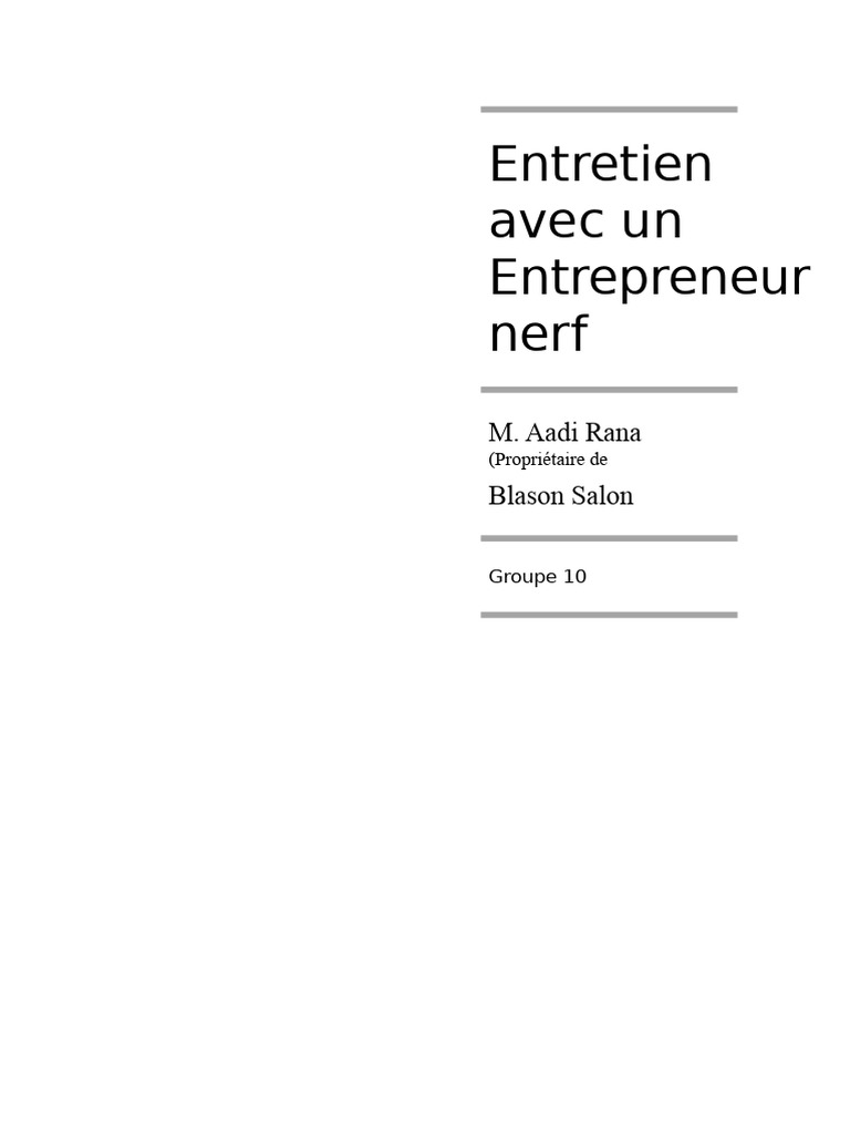 Interview d'Aadi Rana, Entrepreneur à succès | PDF | Entrepreneuriat ...
