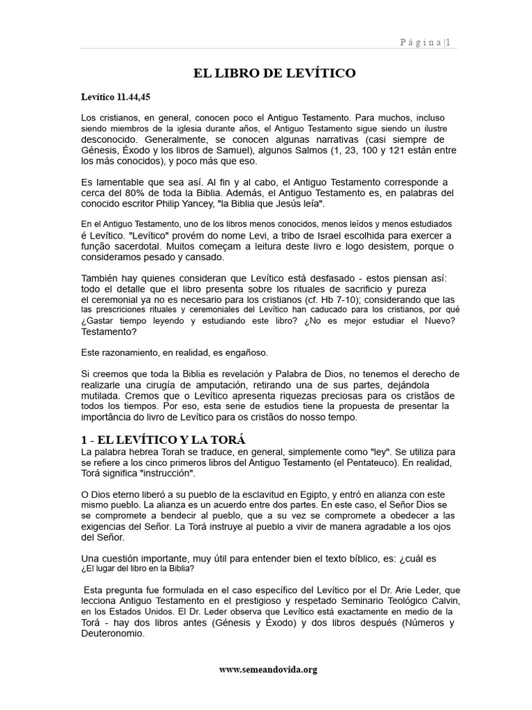 Importancia del Levítico en la fe cristiana | PDF | Libro de levítico ...
