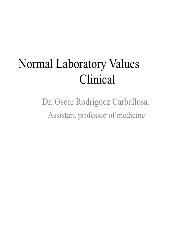 Comprehensive Normal Lab Values Guide | PDF | Clinical Pathology ...