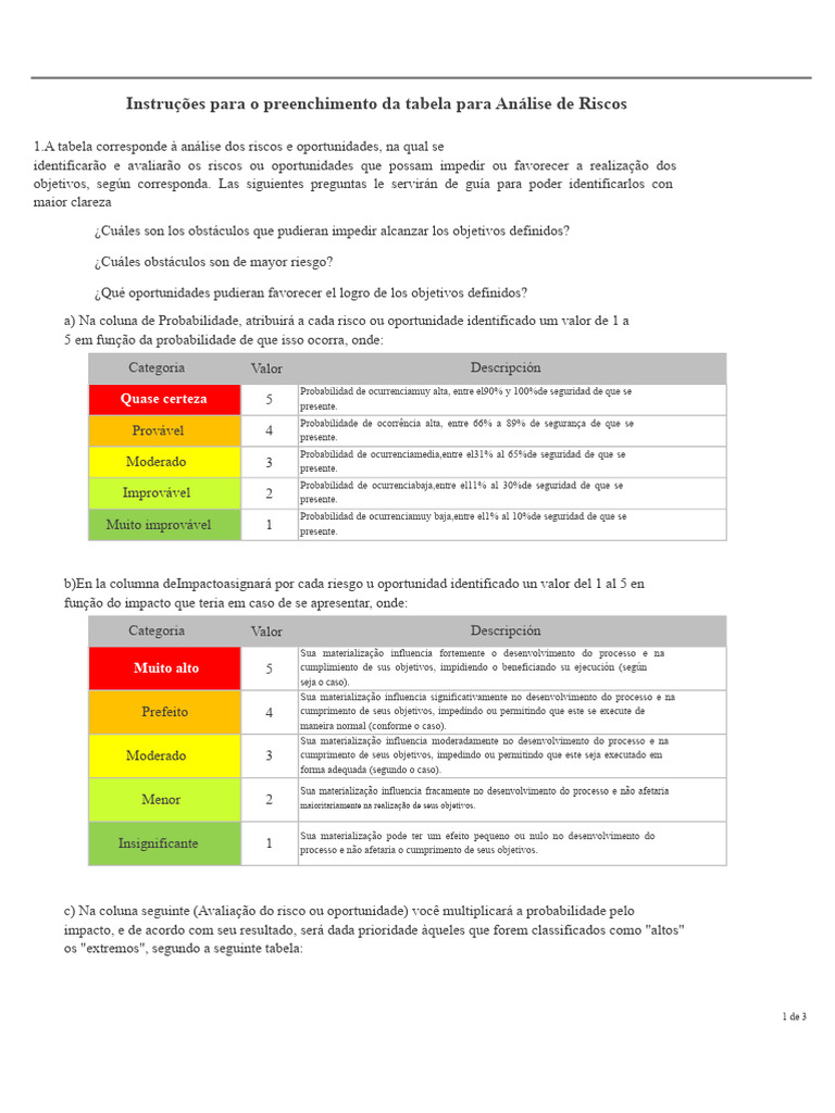Guia para Análise de Riscos e Oportunidades | PDF