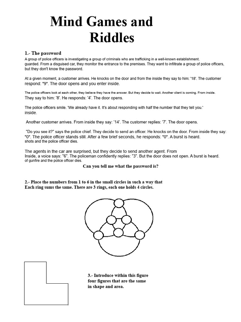 Mind Games: Riddles and Puzzles | PDF | Area