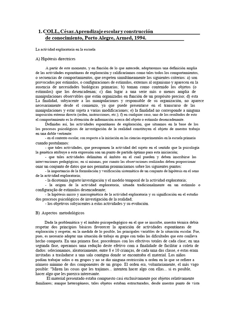 Exploración y Aprendizaje en la Escuela | PDF | Aprendizaje | Plan de ...