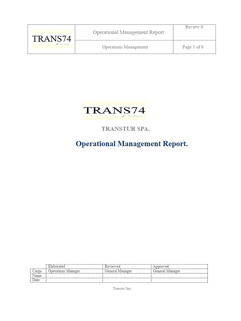 Transtur Spa Operational Management Report | PDF