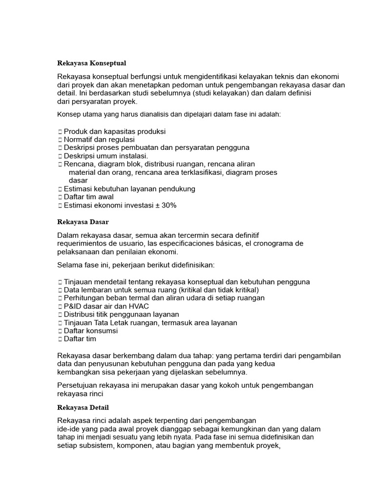 Fase Rekayasa Proyek: Konseptual hingga Detail | PDF