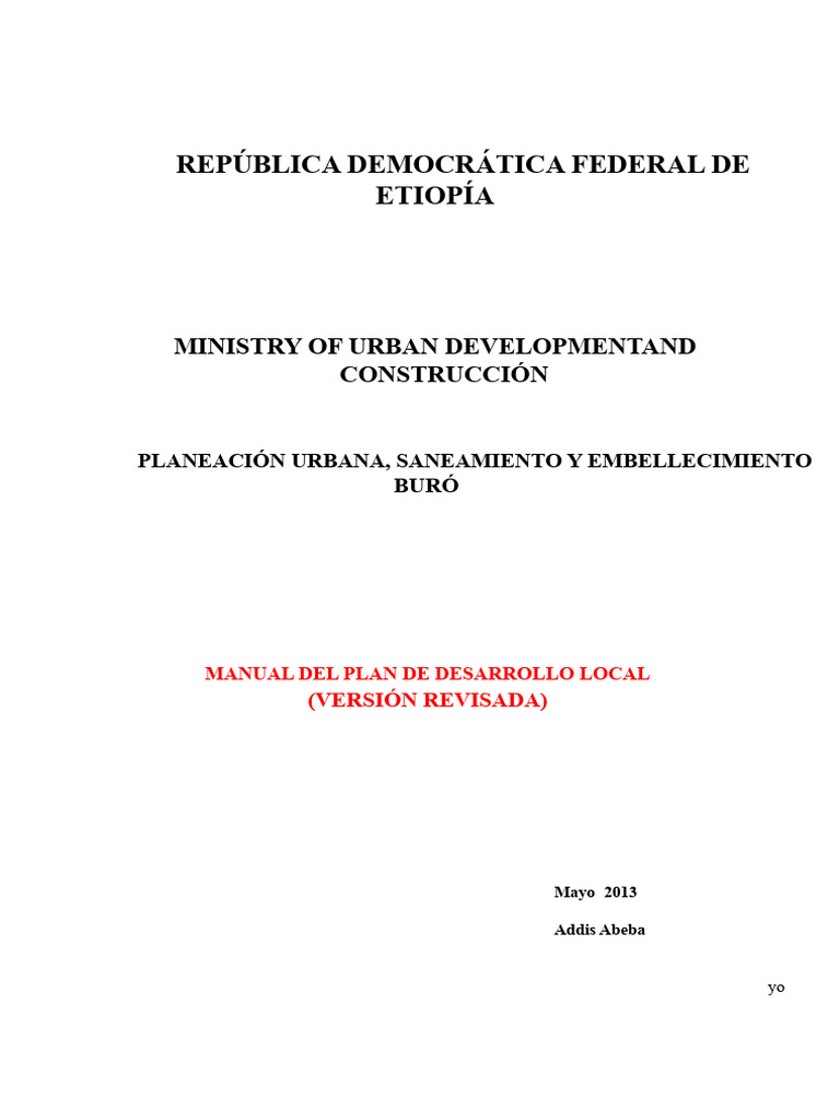 Manual de Desarrollo Local en Etiopía | PDF | Planificación | Ciudad