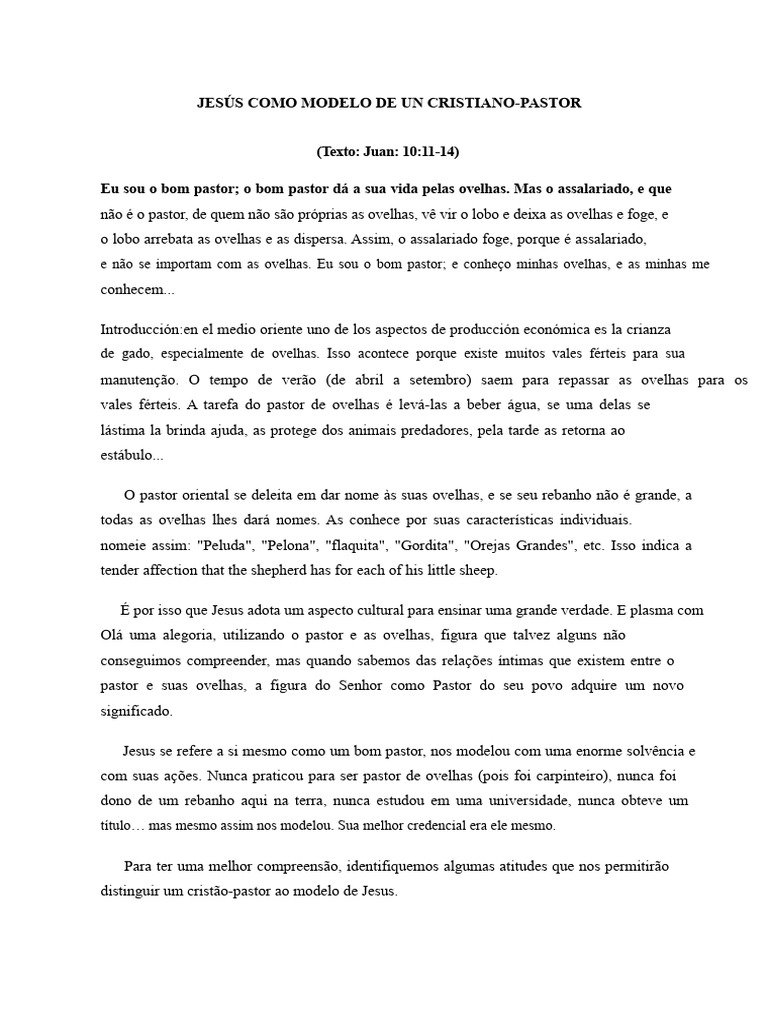 Jesus como Modelo de Cristão-Pastor | PDF | Amor | Jesus