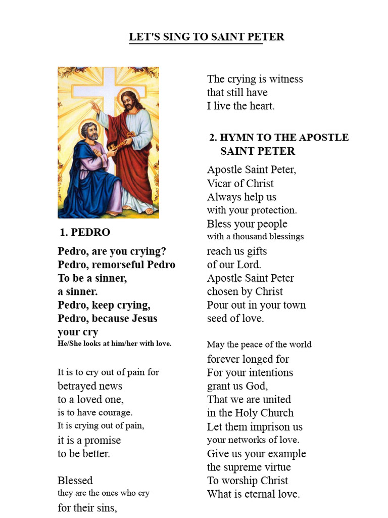 Songs to Saint Peter.docx | PDF | Jesus | Saint Peter