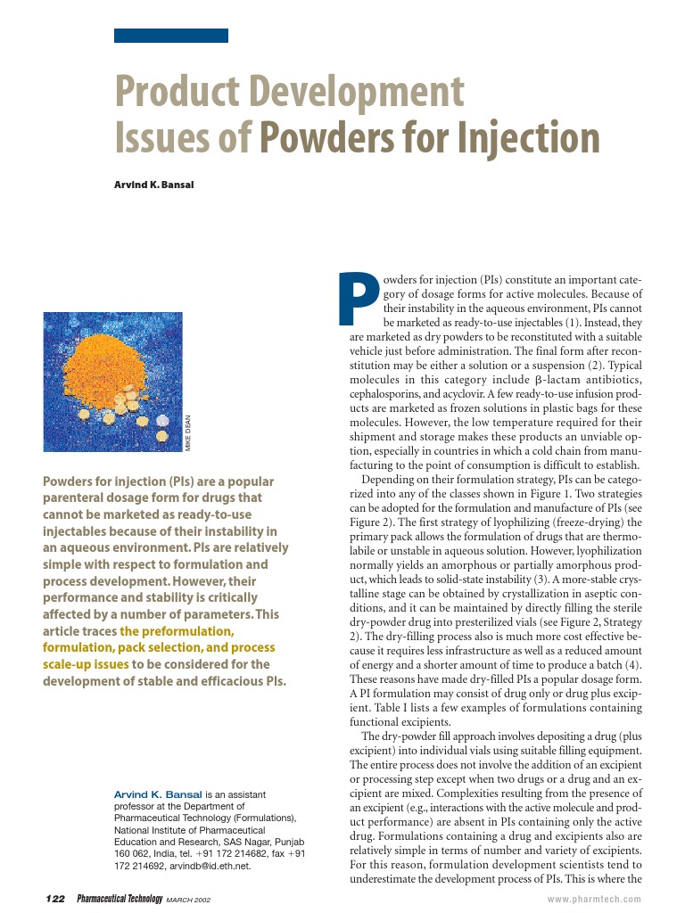Powders For Injection | PDF | Pharmaceutical Formulation | Solubility