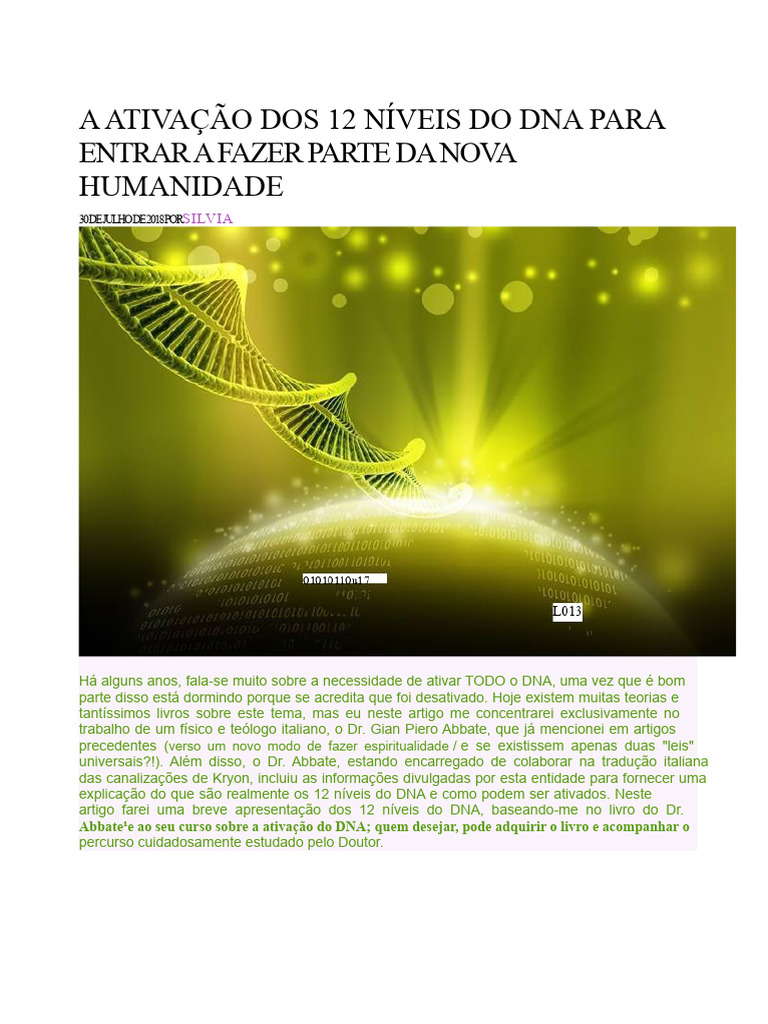 Ativação dos 12 Níveis do DNA | PDF | Adão e Eva | Deus