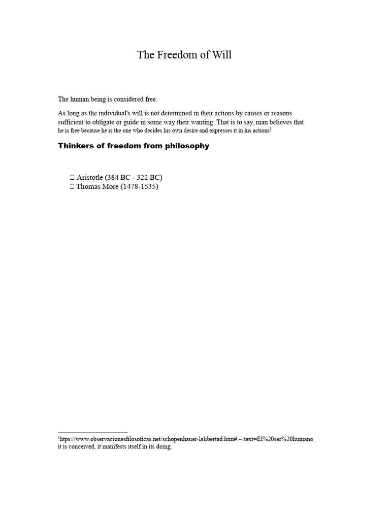 The Concept of Free Will Explained | PDF
