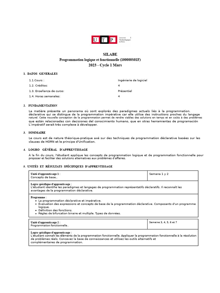 Programmation Logique et Fonctionnelle | PDF | Programmation ...
