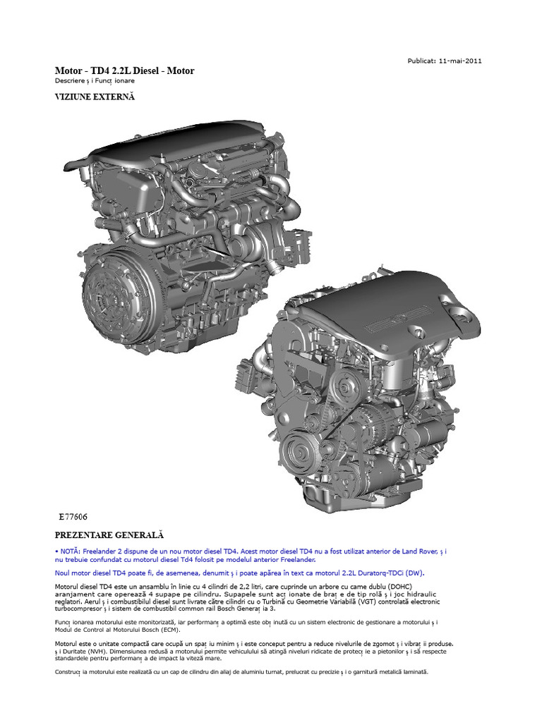 Motor - TD4 2.2L Diesel - Motor | PDF