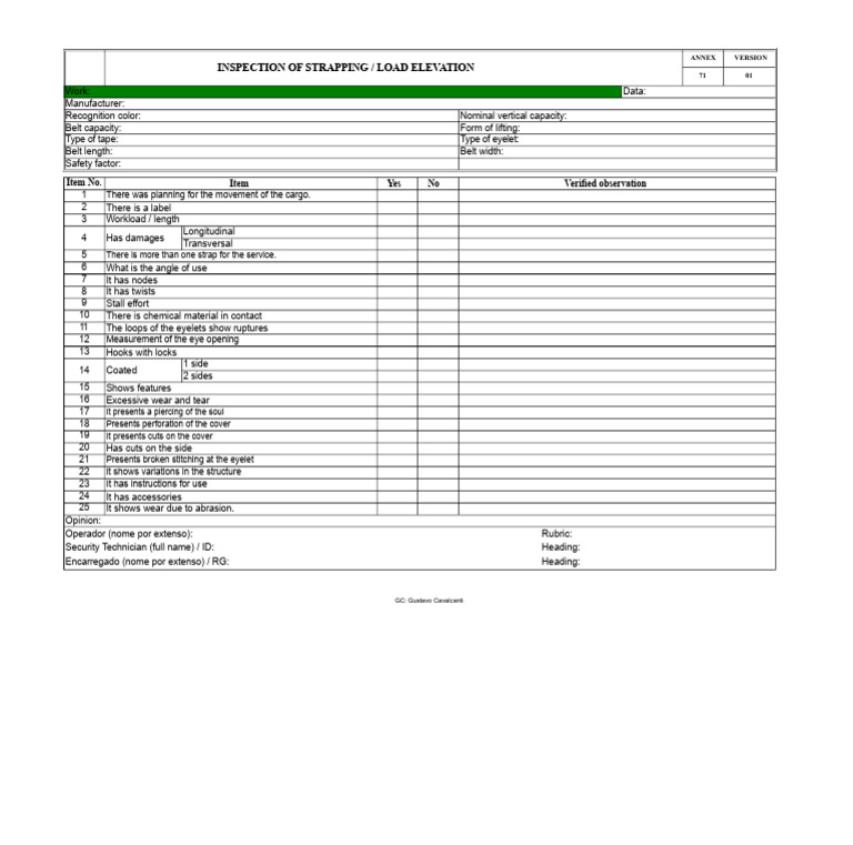 Strapping and Load Elevation Inspection Guide | PDF
