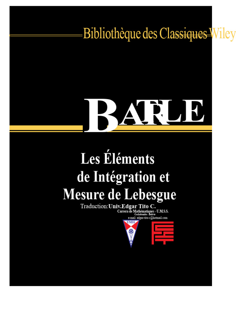 Intégration et Mesure de Lebesgue PDF Intégral Limite (mathématiques) — free download