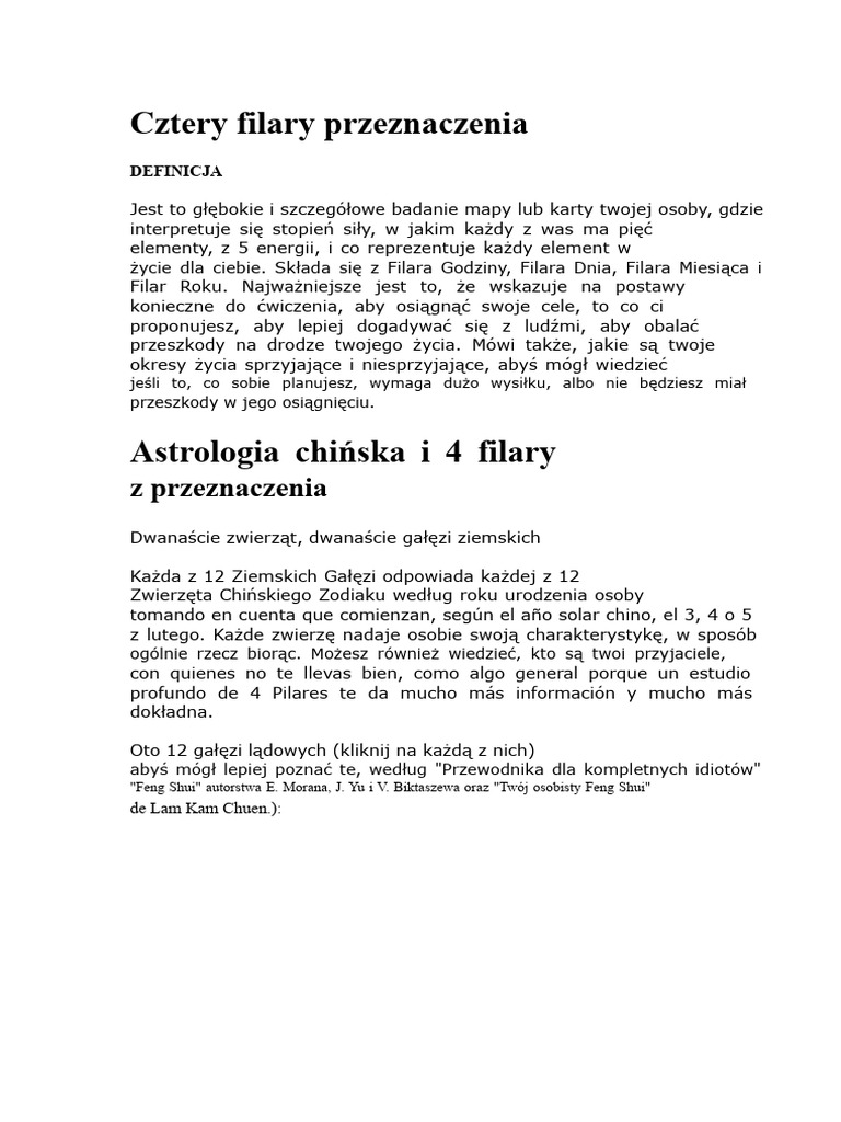 Cztery Filary Przeznaczenia | PDF