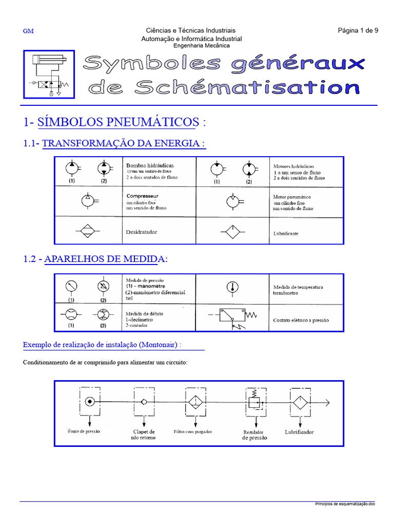 Símbolos Pneumáticos e Elétricos em Indústria | PDF | Relé | Eletrônicos