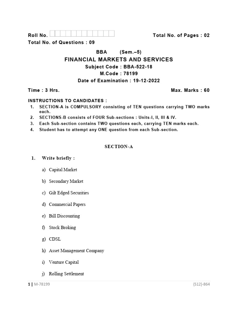 bba-5-sem-financial-markets-and-services-78199-dec-2022 | PDF ...