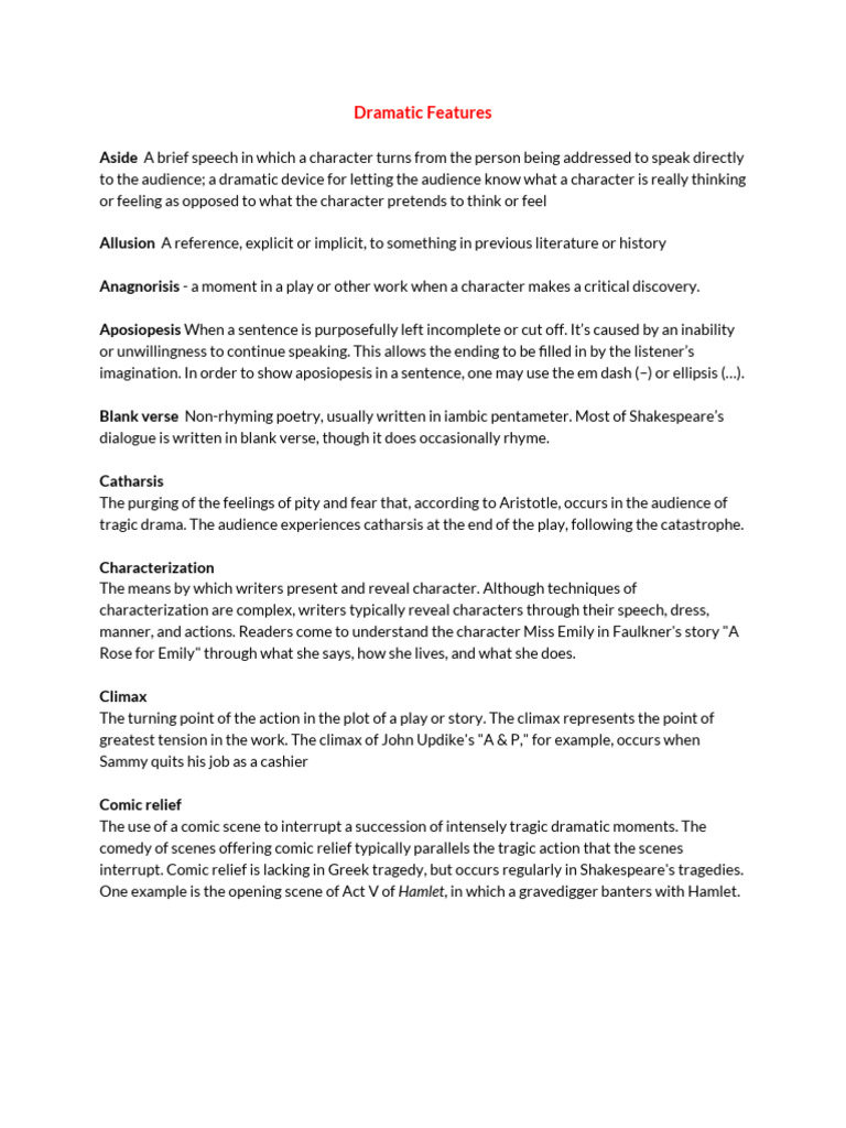 Dramatic Features | PDF | Plot (Narrative) | Tragedy