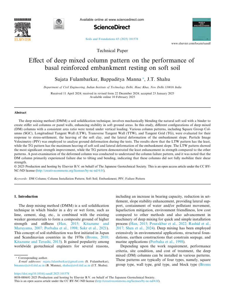 Deep Mixed Column Patterns in Embankments | PDF | Soil Mechanics ...