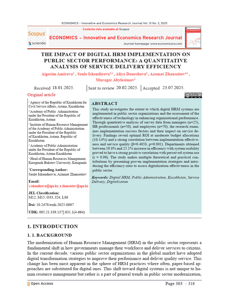 The Impact of Digital HRM Implementation On Public | PDF | Human ...