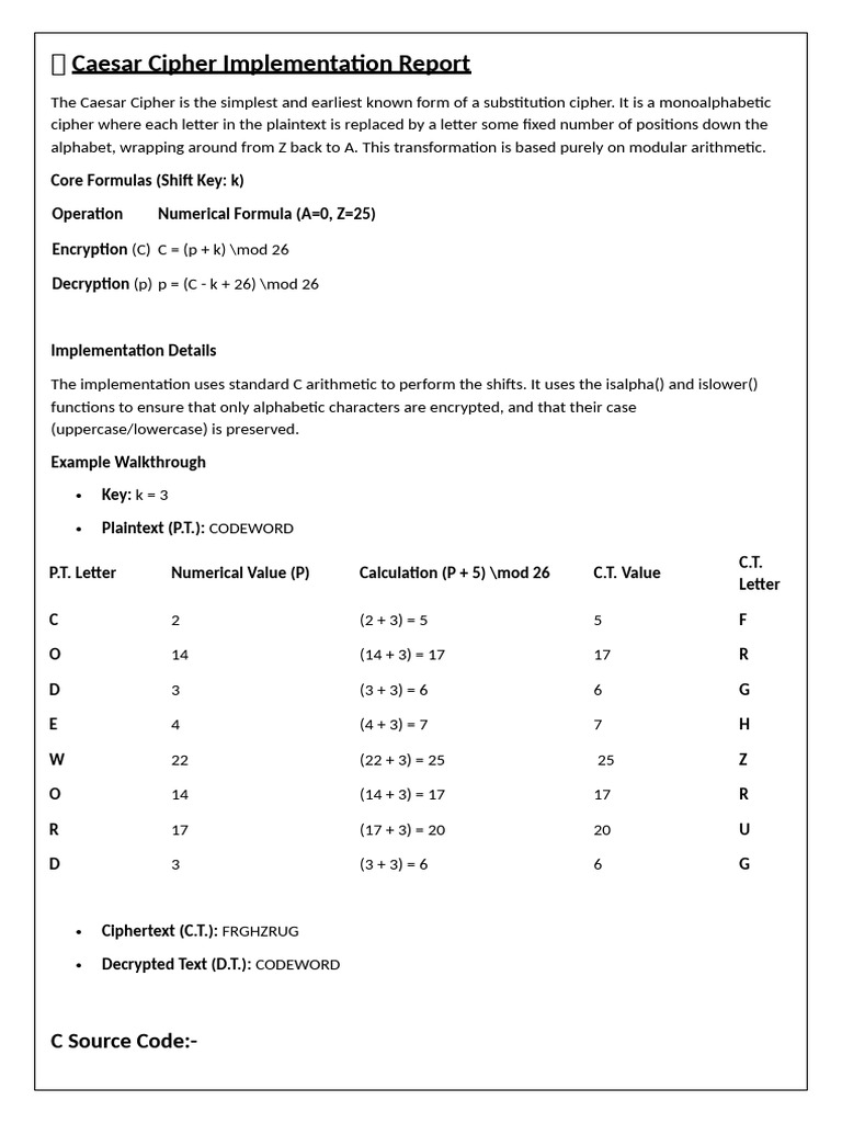 Caesar Cipher Implementation Guide | PDF | Encryption | Secrecy