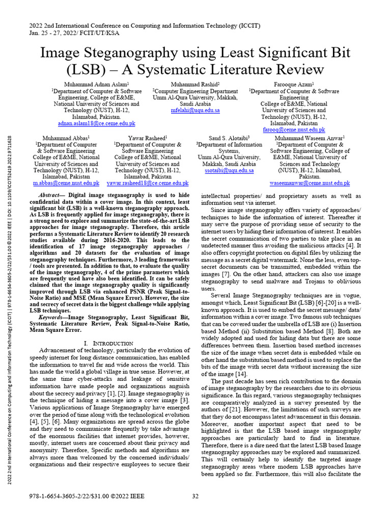 LSB Image Steganography Review 2016-2020 | PDF | Computing | Computer ...