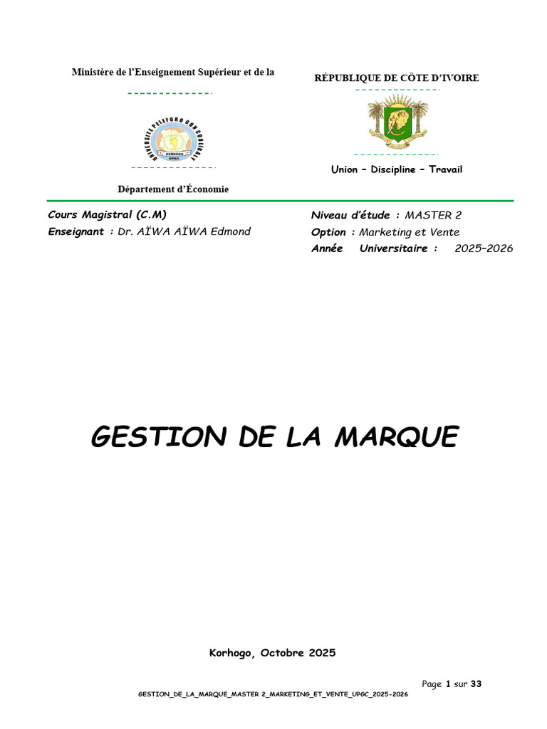 Gestion de la Marque en Marketing Master | PDF | Marque | Commercialisation