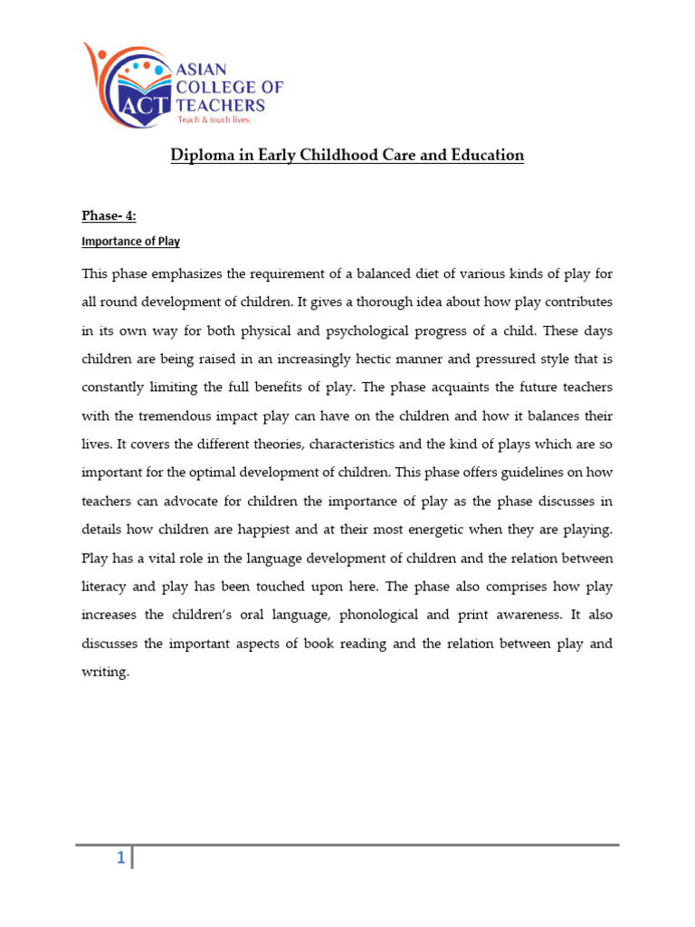 Importance of Play in Child Development | PDF | Learning | Plato
