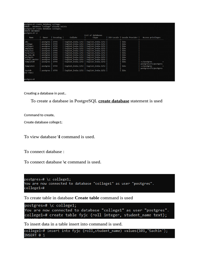 PostgreSQL Database Creation Guide | PDF