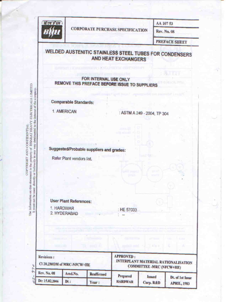 Bhel Specification 1 | PDF