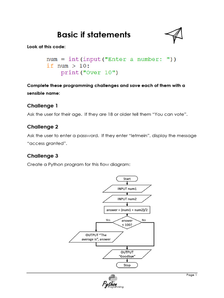 Python If Statements Challenges | PDF