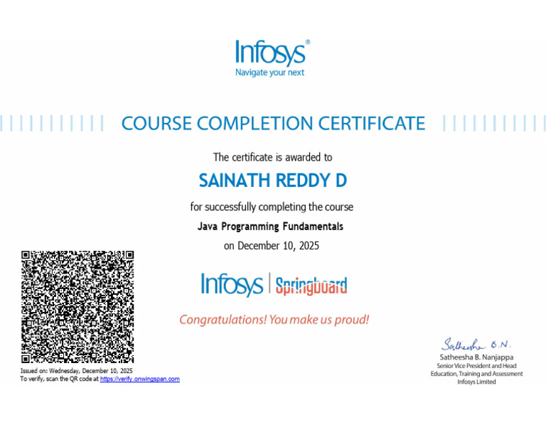 Java Programming Fundamentals Certificate | PDF
