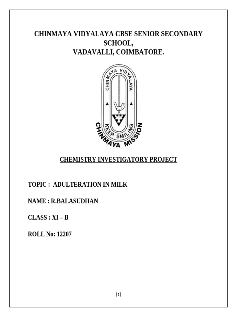Milk Adulteration Investigatory Project | PDF | Milk | Formaldehyde