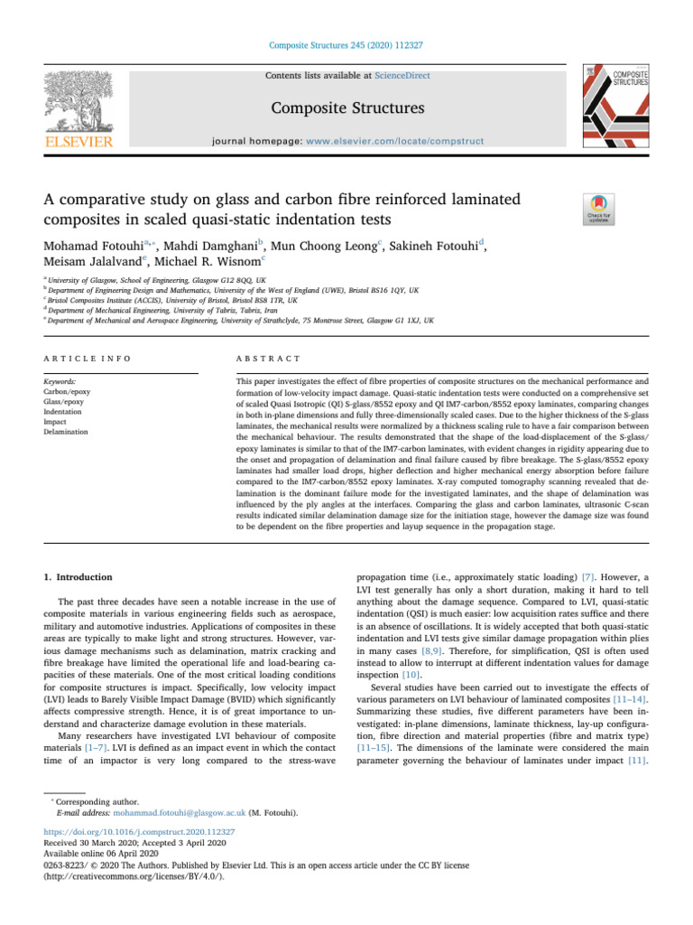 A Comparative Study On Glass and Carbon Fibre Reinforced Laminated ...