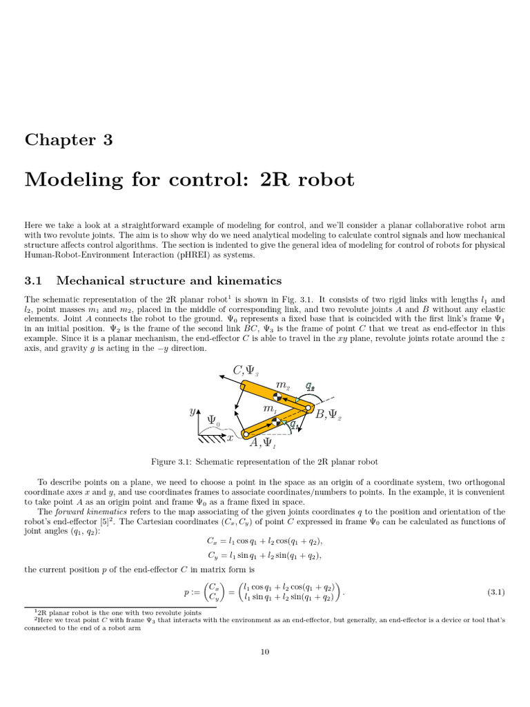 2R Robot Control Modeling Explained | PDF | Force | Lagrangian Mechanics